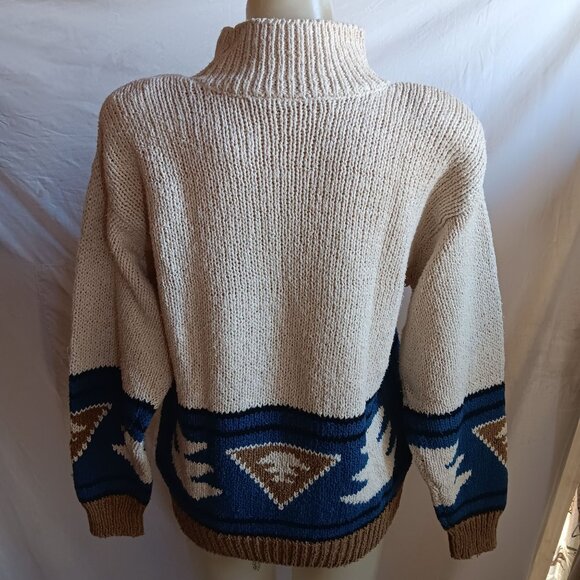 Women's PS Petite Small Sweater Vintage Lizwear Turtle Neck Geometric Pattern - Picture 5 of 9